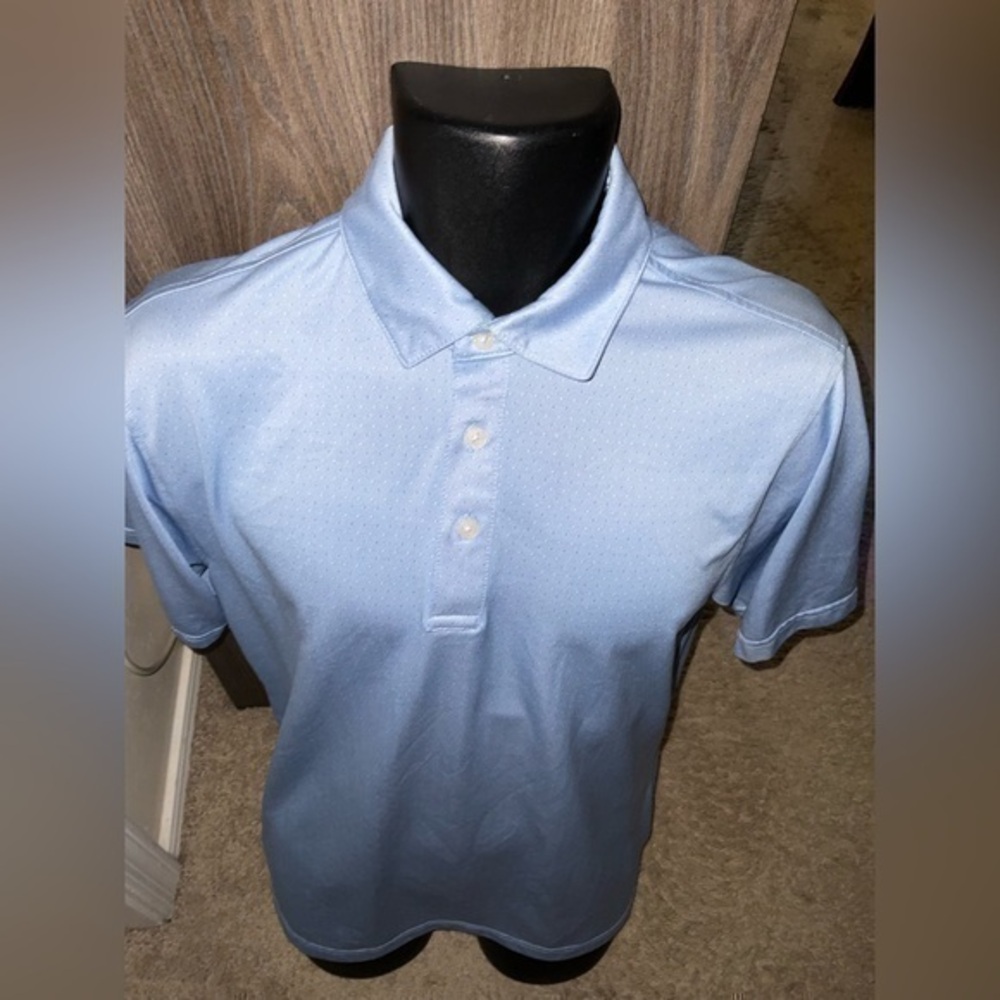 Men’s used size M medium blue Pebble Beach golf dry luxe performance polo shirt